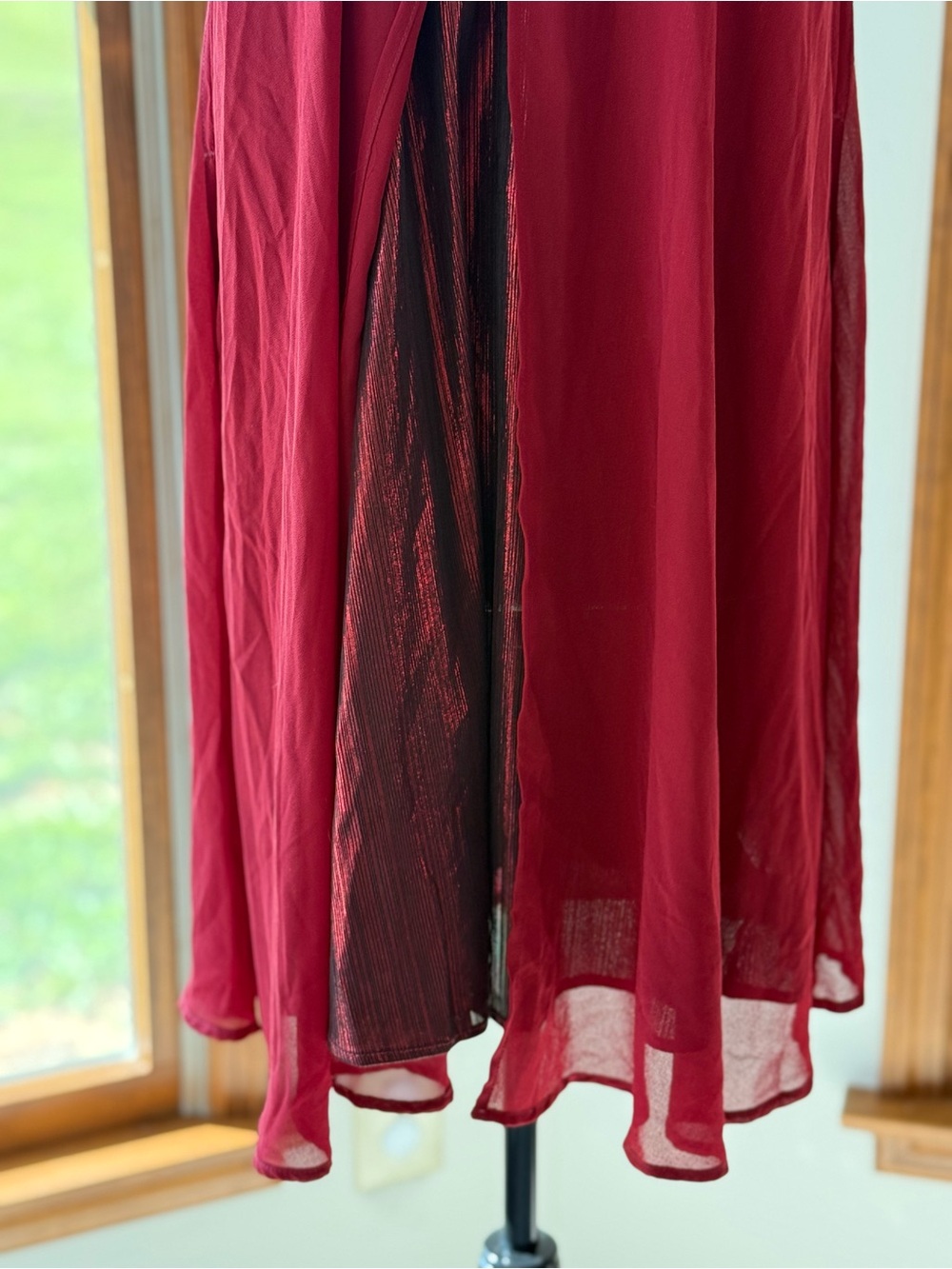Sleeveless Sparkling Halter Swing Dress - Wine View 3